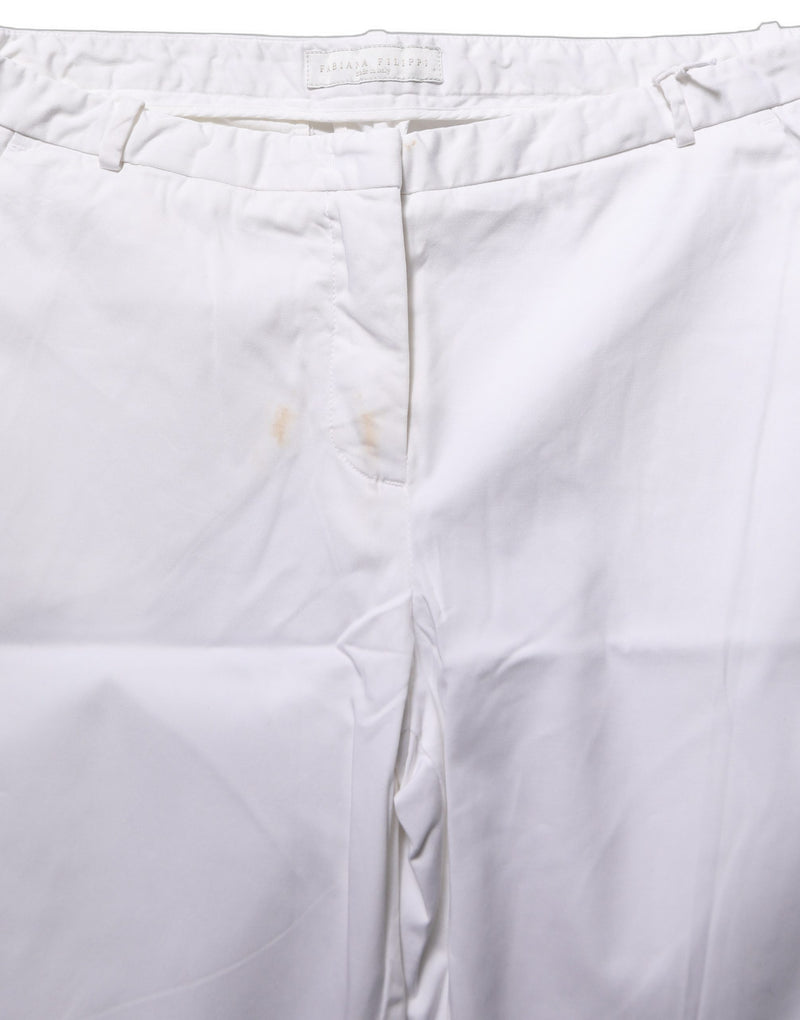 Fabiana Filippi White Low Waist Straight Formal Trouser Pants