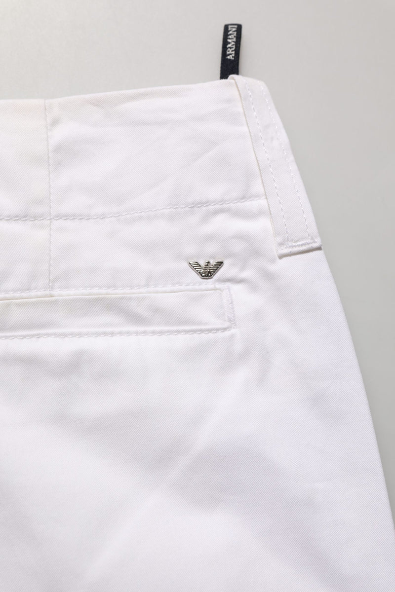 Armani Jeans White Mid Waist Cotton Stretch Trouser Pants