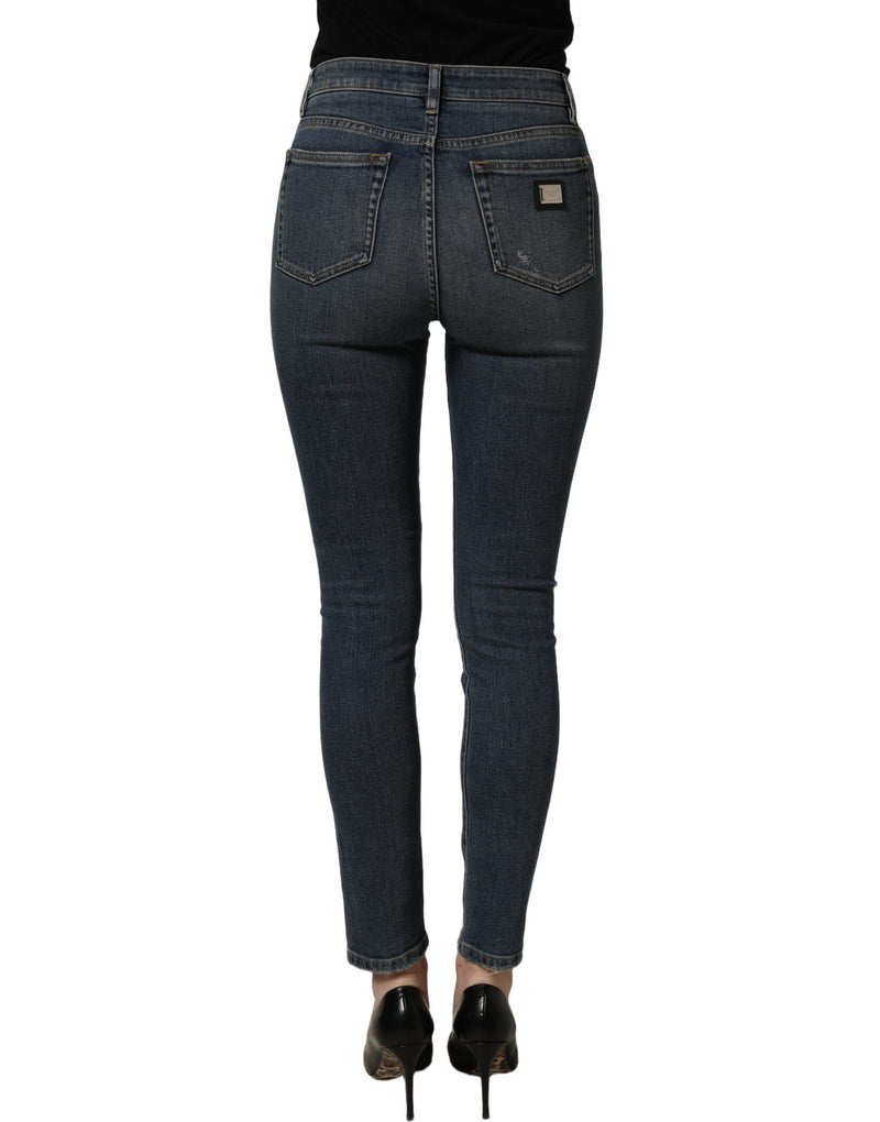 Dolce & Gabbana Blue Cotton Stretch Skinny Denim Trouser Jeans
