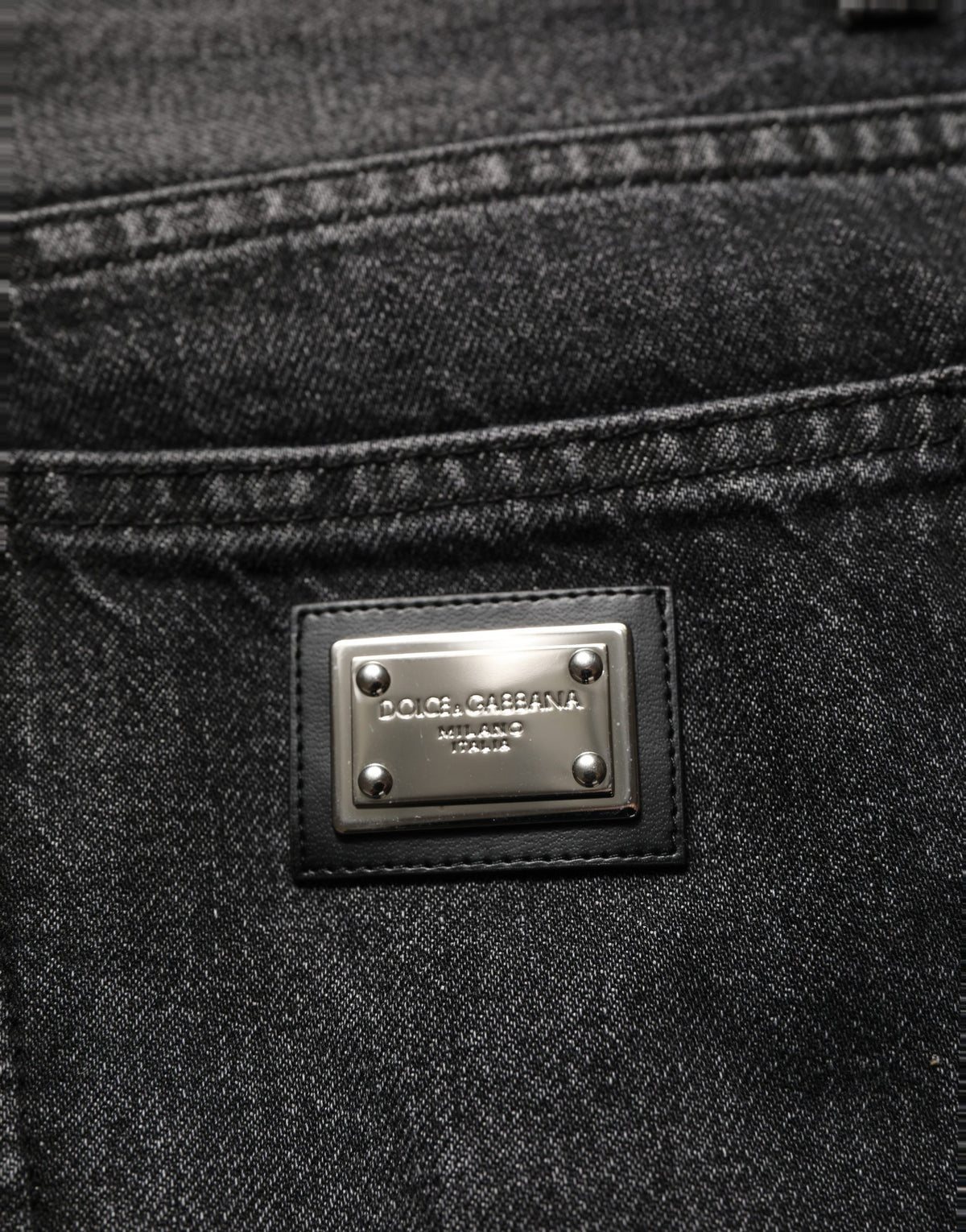 Dolce & Gabbana Jean Droit en Coton Stretch Noir