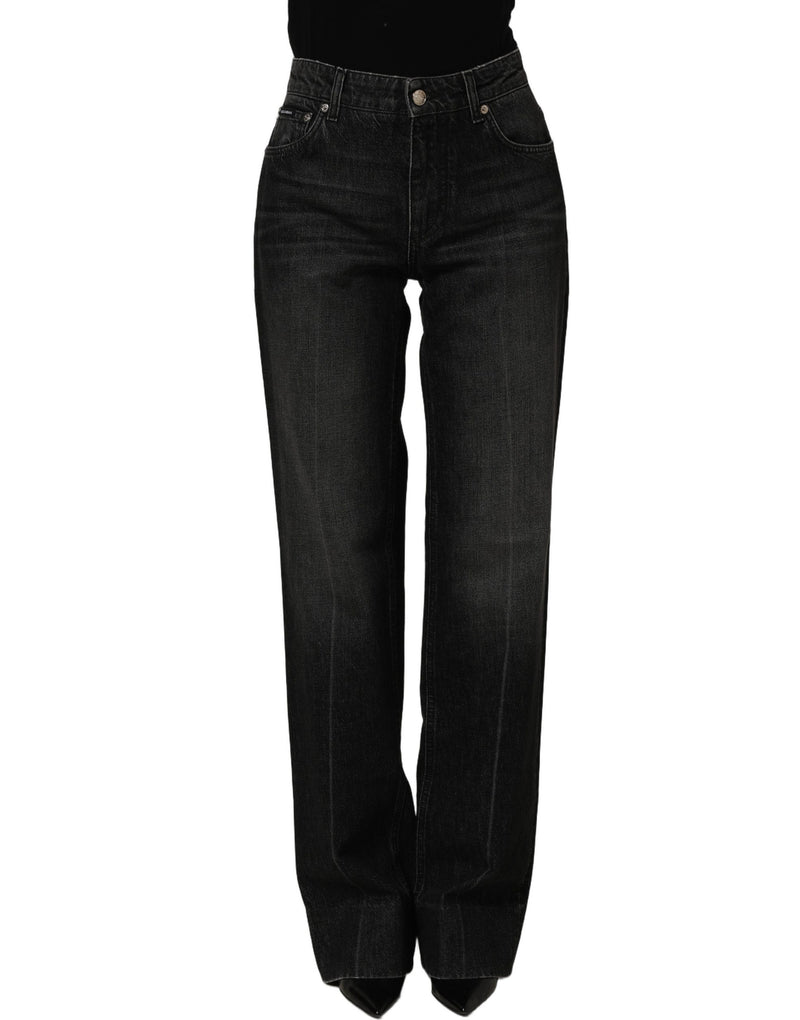 Dolce & Gabbana Black Cotton Stretch Straight Denim Jeans