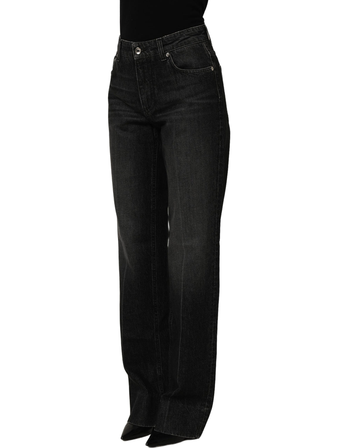 Dolce & Gabbana Jean Droit en Coton Stretch Noir