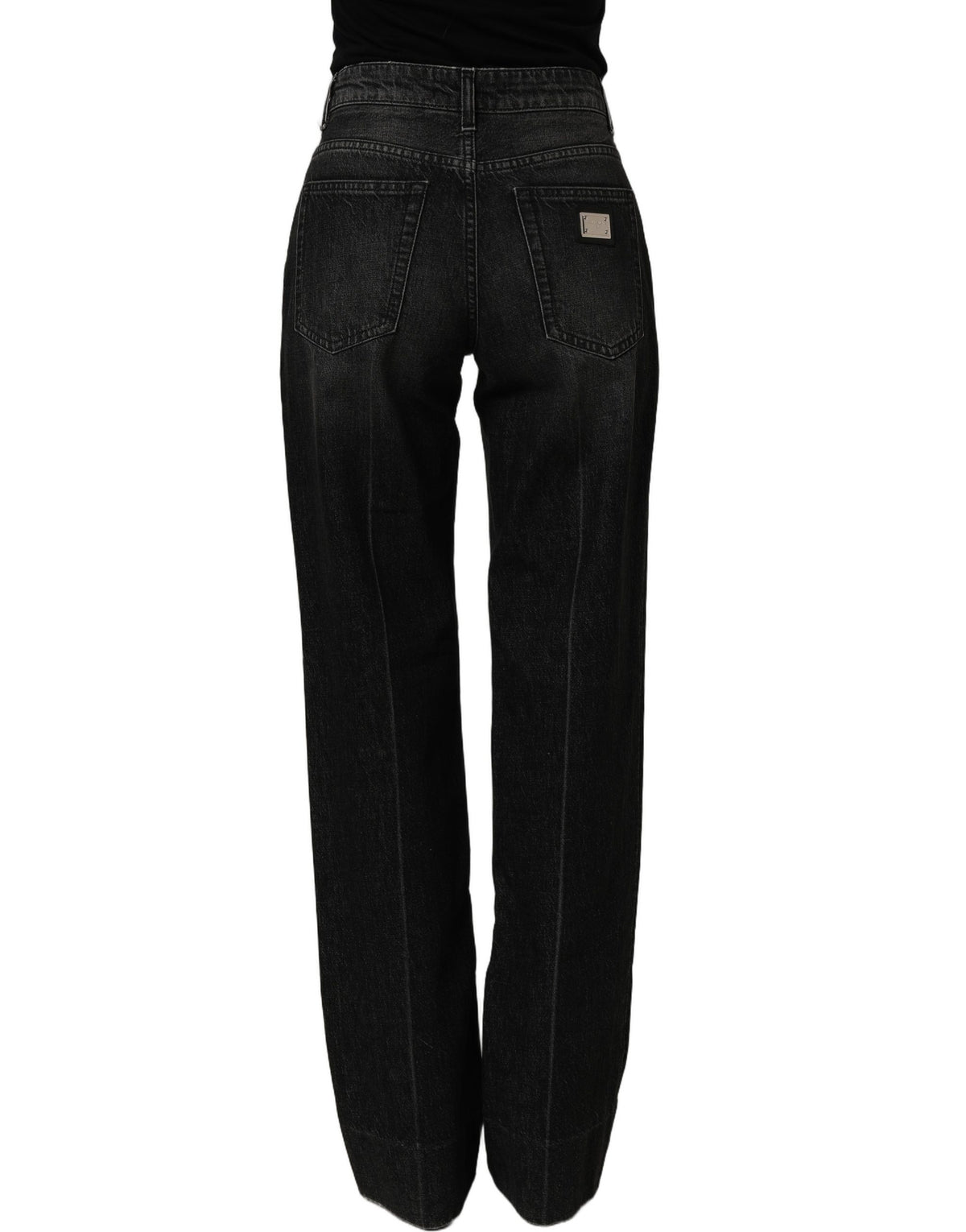 Dolce & Gabbana Jean Droit en Coton Stretch Noir