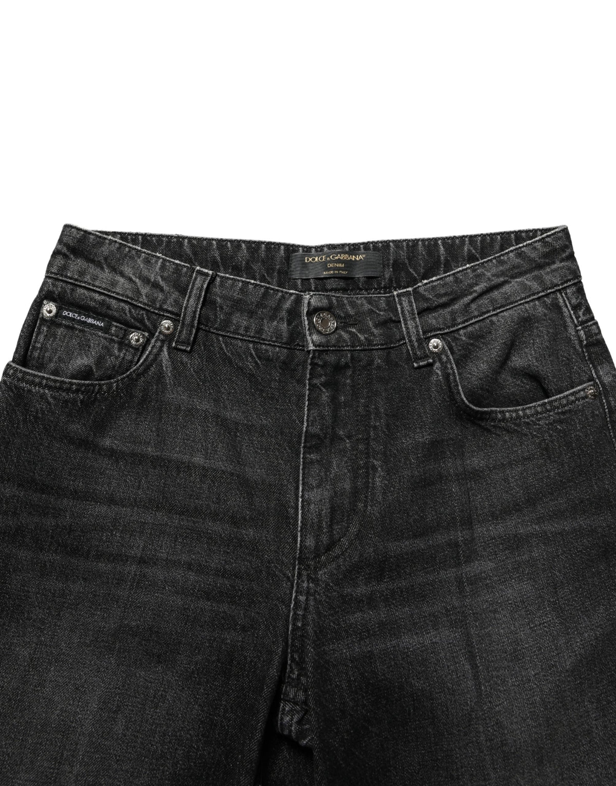 Dolce & Gabbana Jean Droit en Coton Stretch Noir