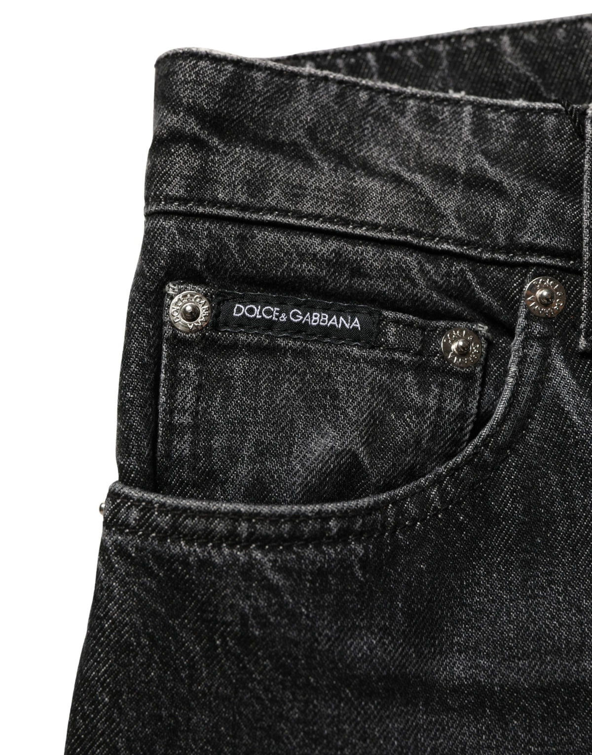 Dolce & Gabbana Jean Droit en Coton Stretch Noir