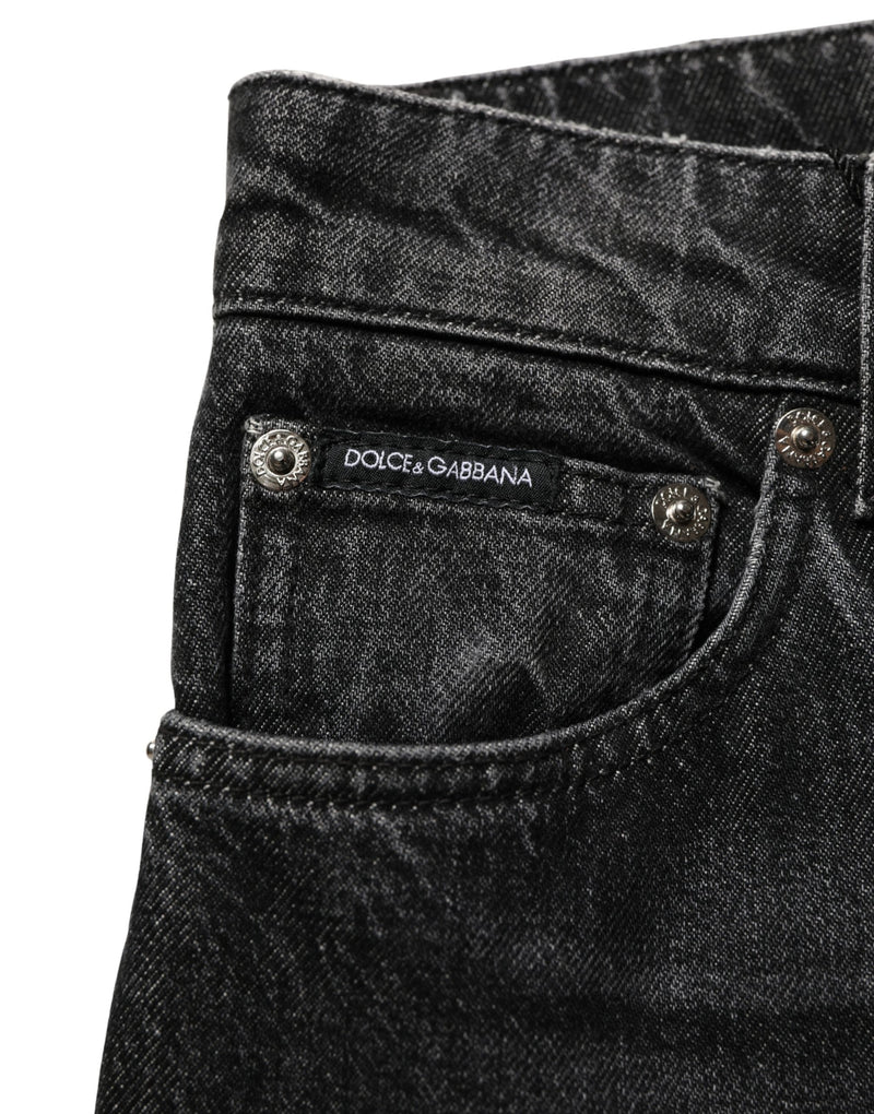 Dolce & Gabbana Black Cotton Stretch Straight Denim Jeans