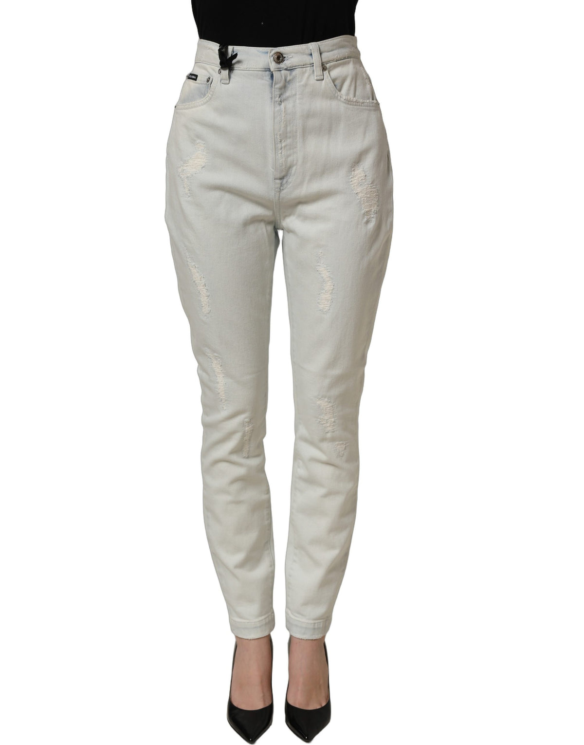 Jean skinny en denim de coton stretch bleu clair Dolce & Gabbana