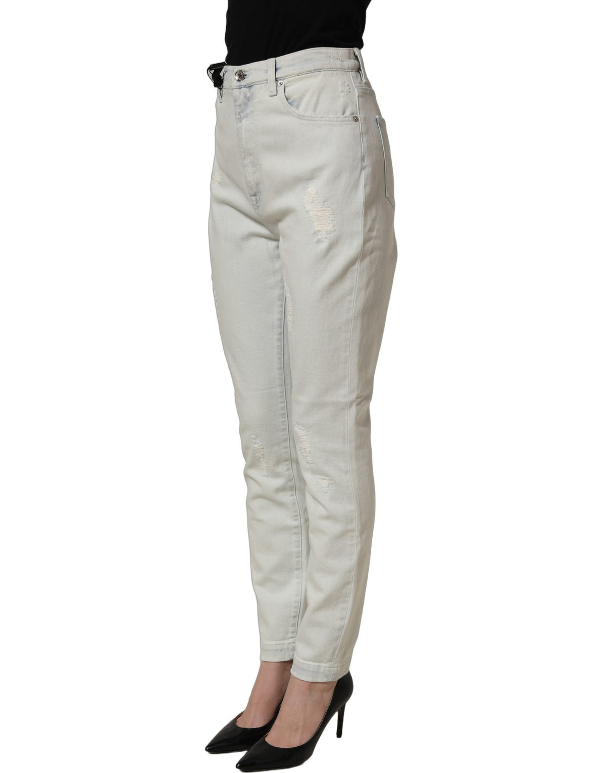 Jean skinny en denim de coton stretch bleu clair Dolce & Gabbana