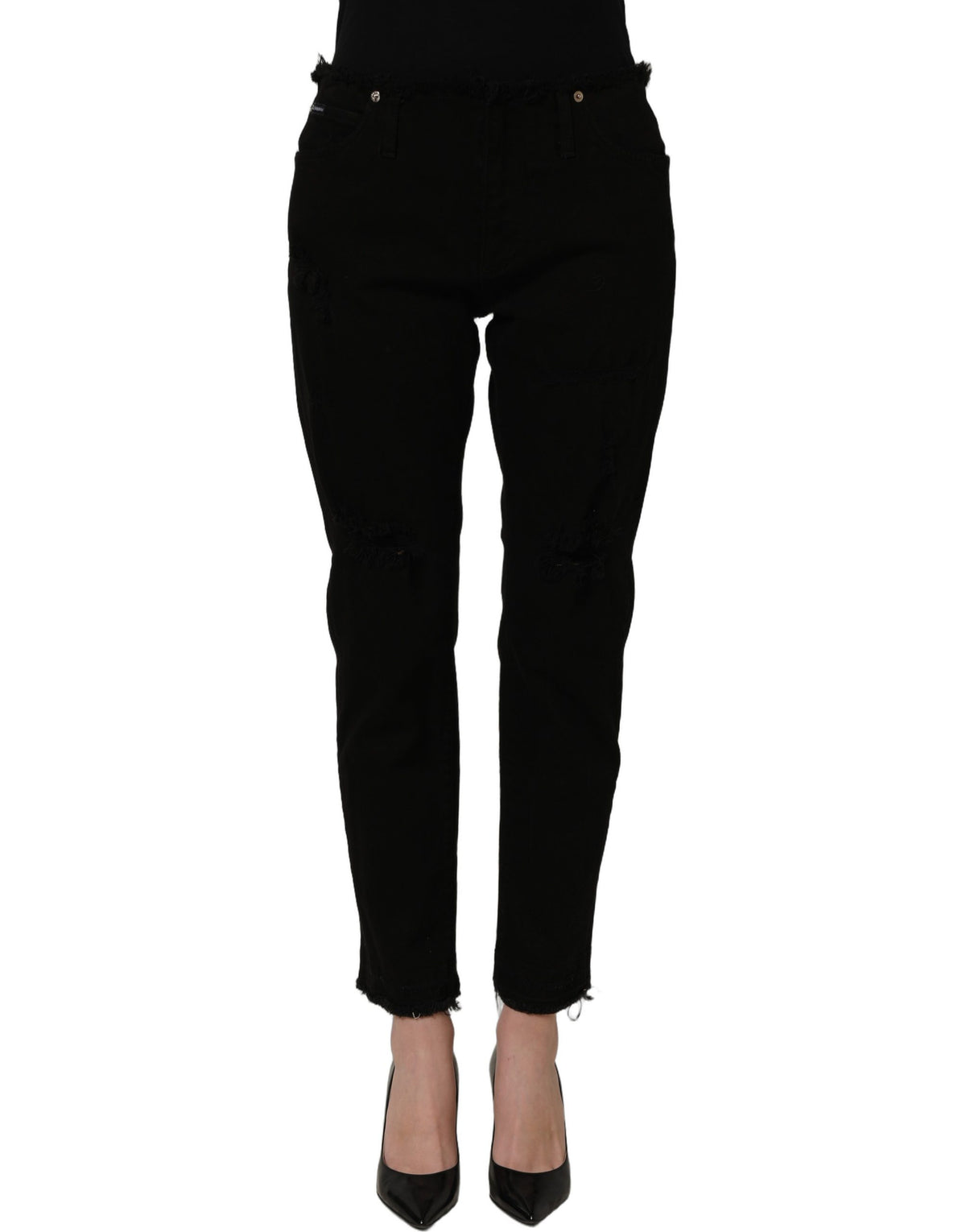 Jean slim en denim de coton noir Dolce & Gabbana
