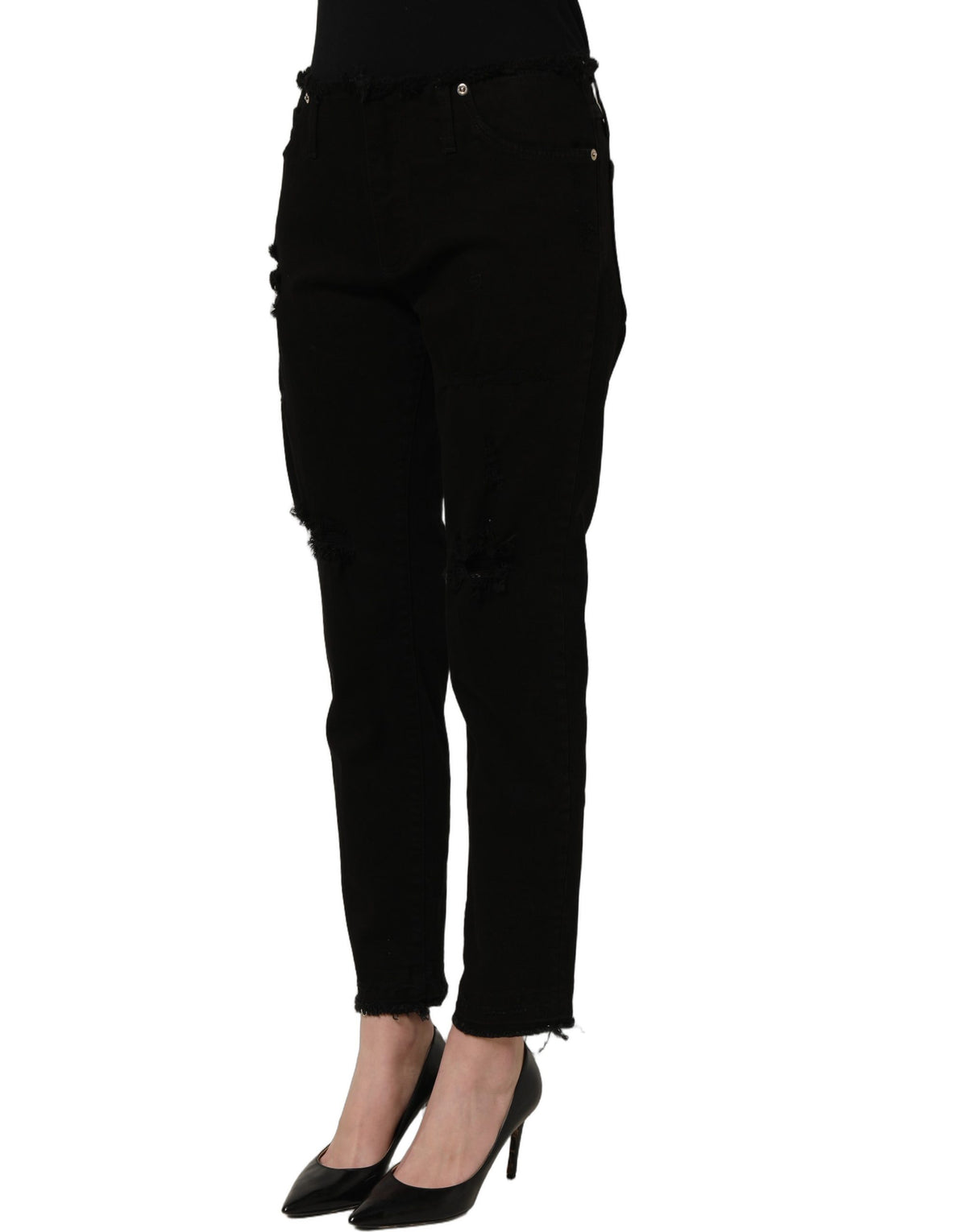 Jean slim en denim de coton noir Dolce & Gabbana