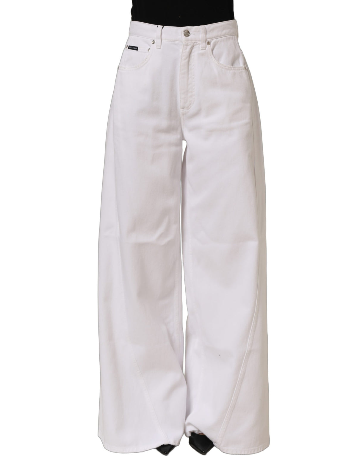 Jean en jean large Dolce & Gabbana en coton stretch blanc