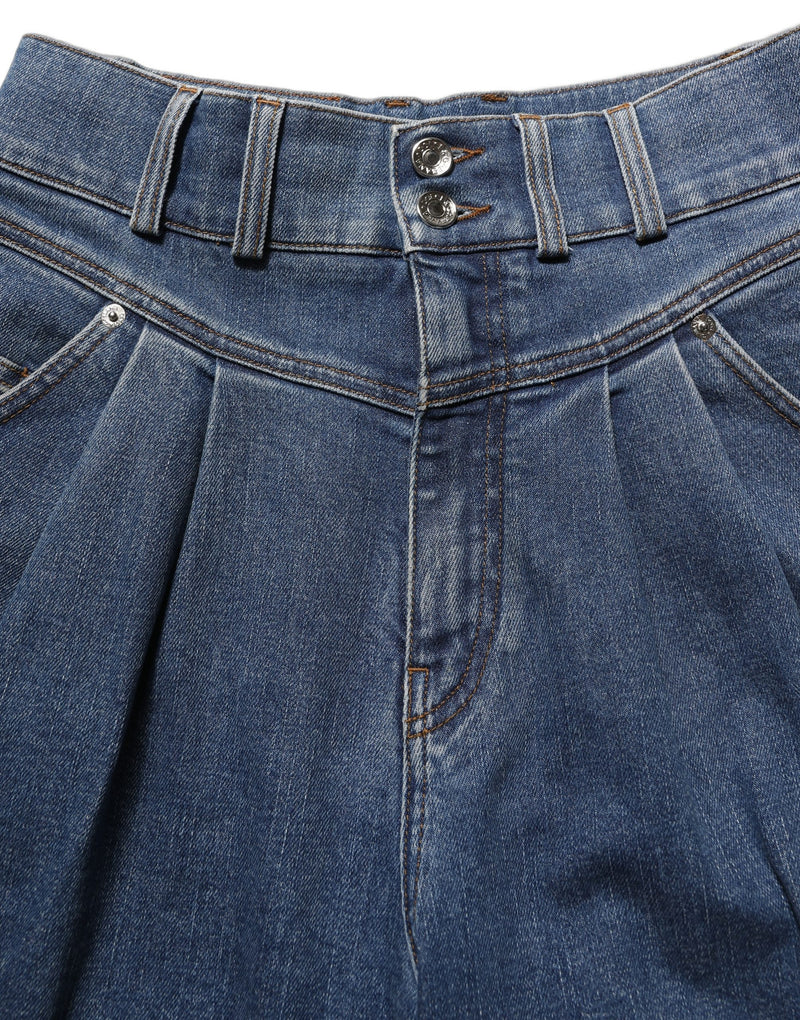 Dolce & Gabbana Dark Blue Cotton Stretch Tapered Denim Jeans