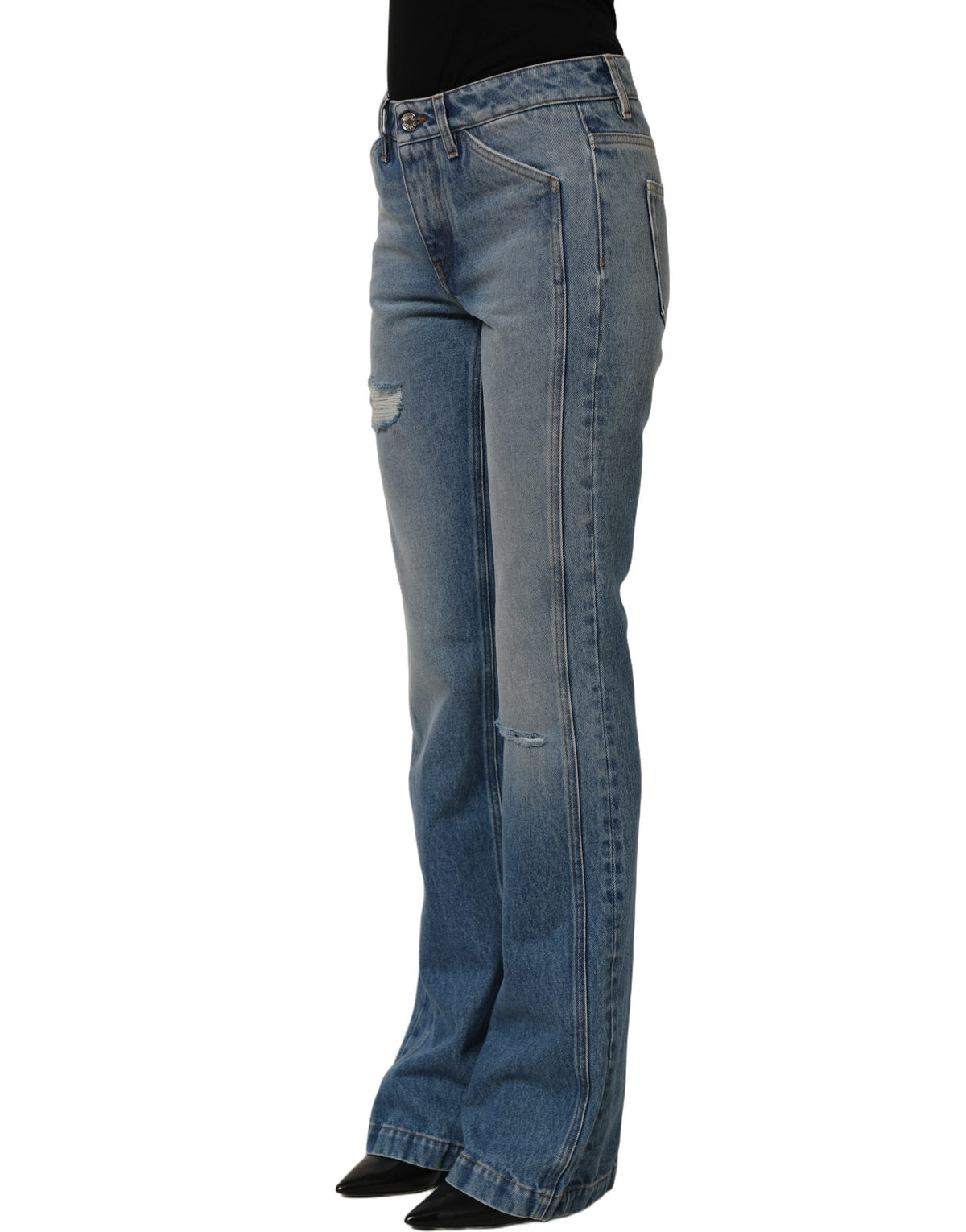 Jean en denim coupe bootcut en coton bleu Dolce & Gabbana