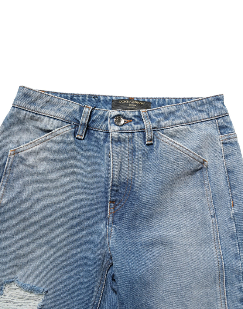 Dolce & Gabbana Blue Cotton Boot Cut Denim Trouser Jeans
