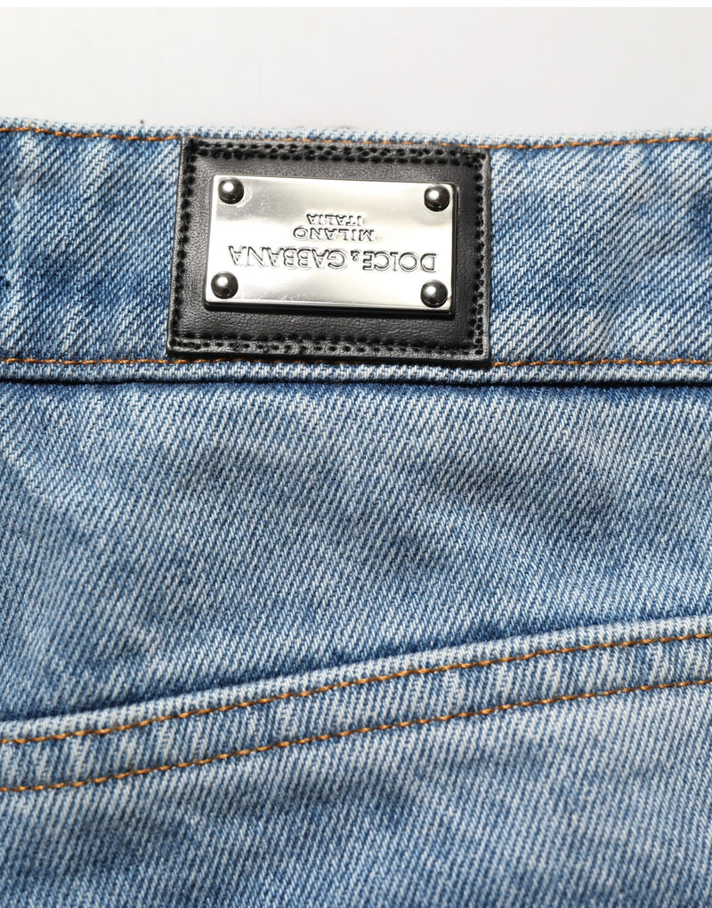 Dolce & Gabbana Blue Cotton Boot Cut Denim Trouser Jeans