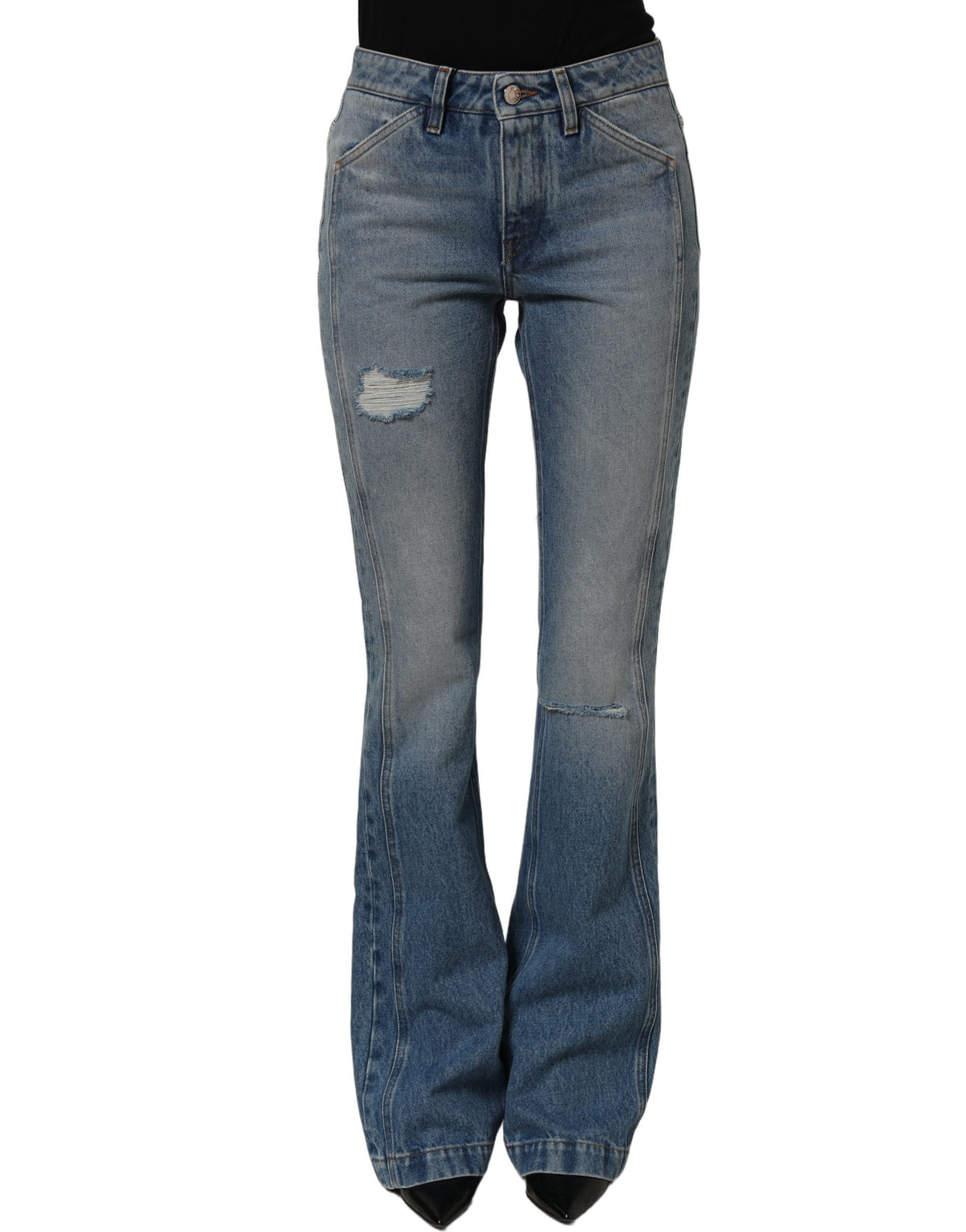 Jean en denim coupe bootcut en coton bleu Dolce & Gabbana