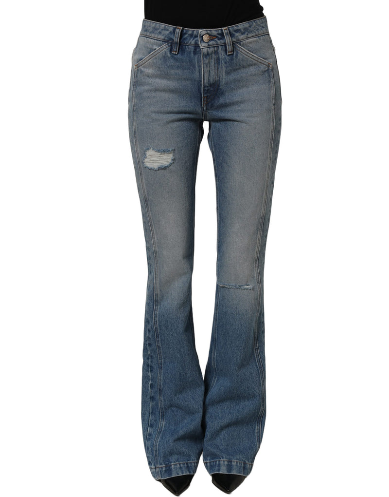 Dolce & Gabbana Blue Cotton Boot Cut Denim Trouser Jeans