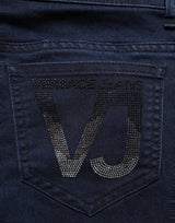 Jean slim taille haute en denim bleu Versace Jeans Couture