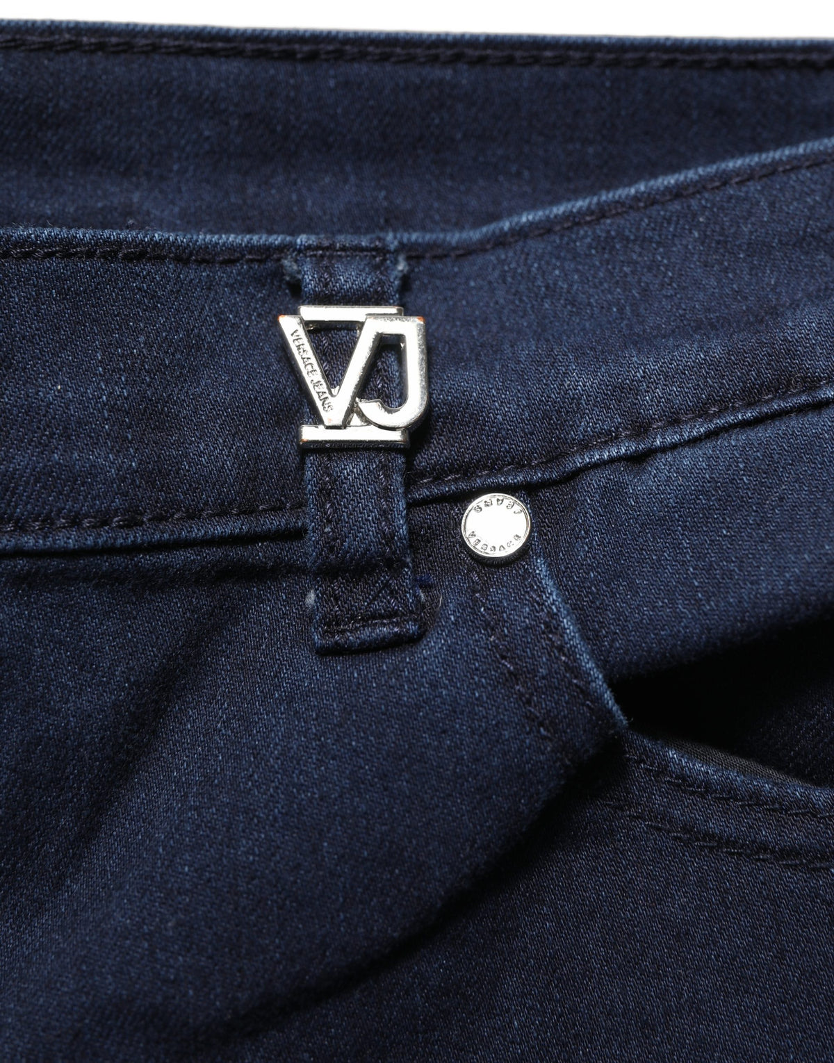 Jean slim taille haute en denim bleu Versace Jeans Couture
