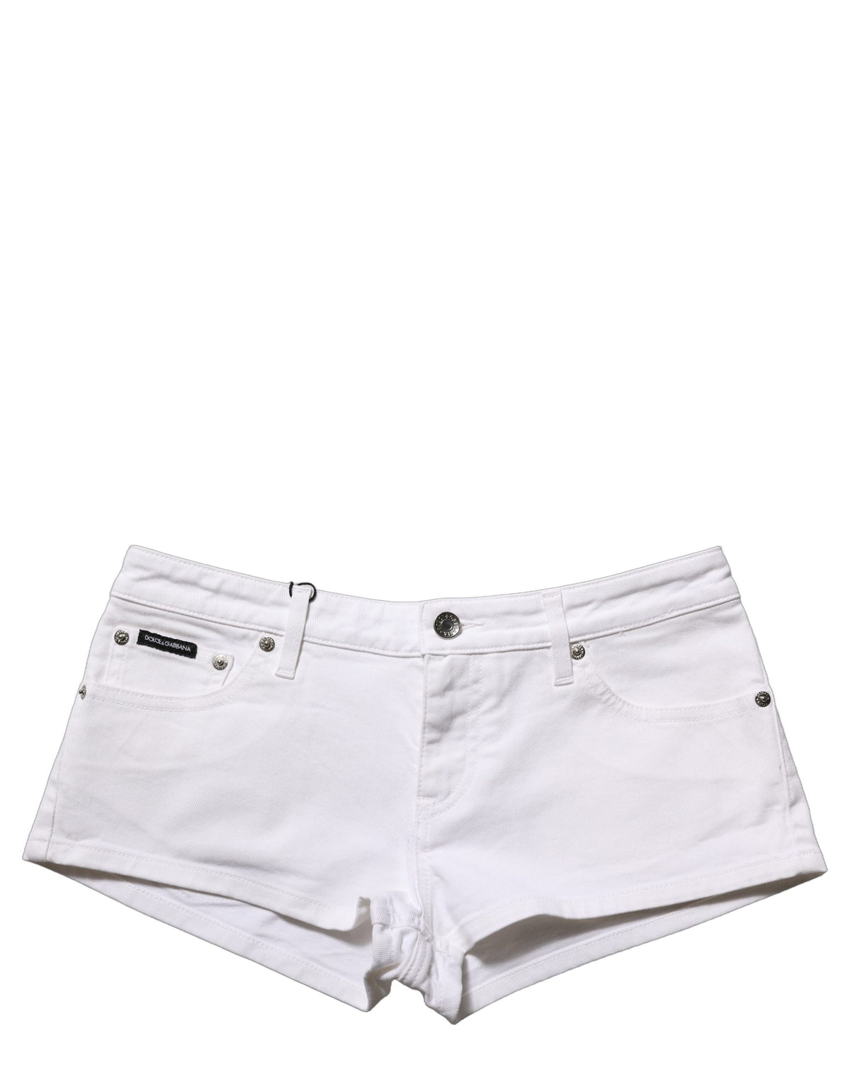 Shorts en jean taille basse en coton blanc Dolce & Gabbana