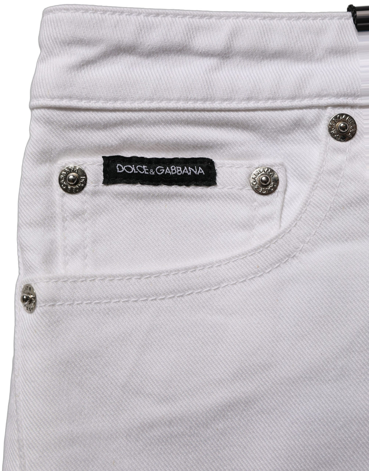 Shorts en jean taille basse en coton blanc Dolce & Gabbana