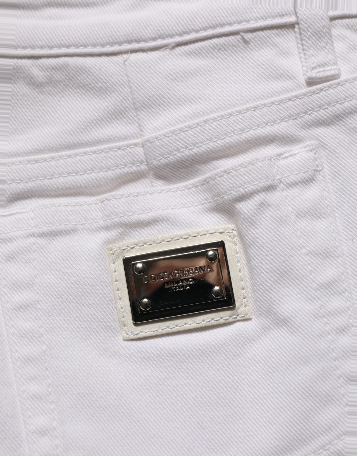 Shorts en jean taille basse en coton blanc Dolce & Gabbana