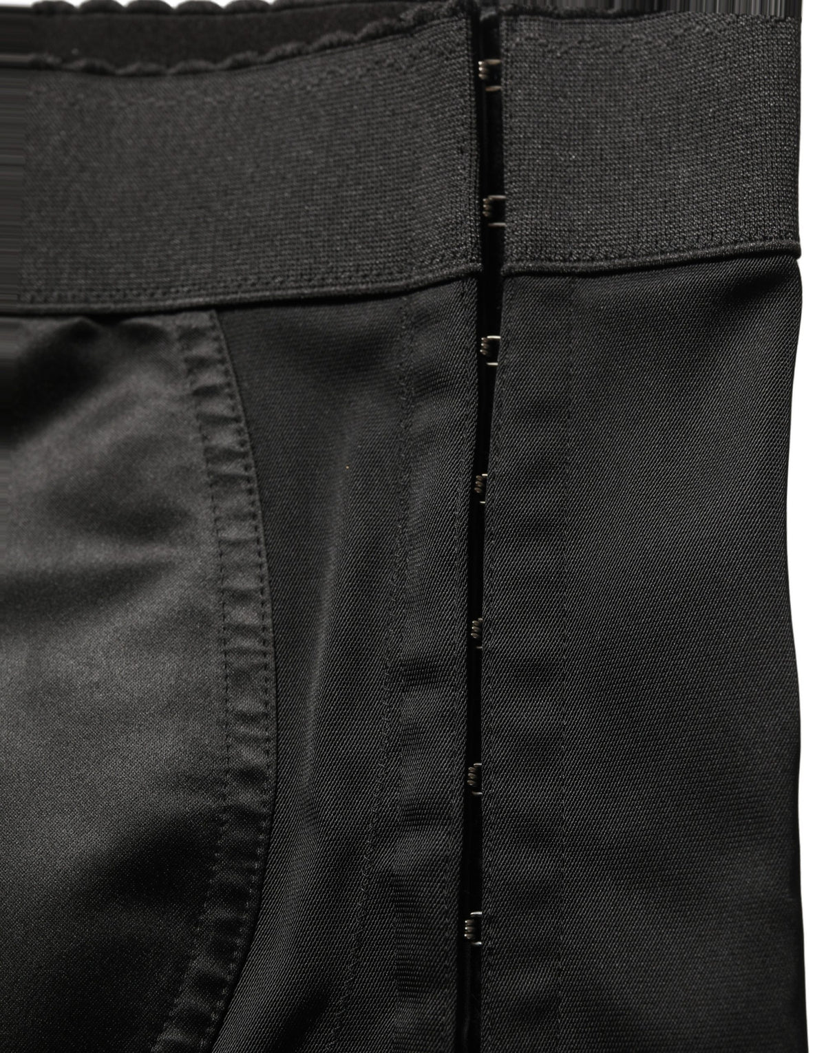 Shorts taille haute noirs en nylon avec taille élastique Dolce & Gabbana