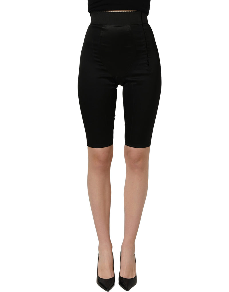 Dolce & Gabbana Black Nylon HighWaist Elastic Waistband Shorts