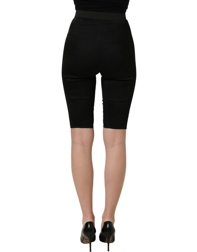 Dolce & Gabbana Black Nylon HighWaist Elastic Waistband Shorts