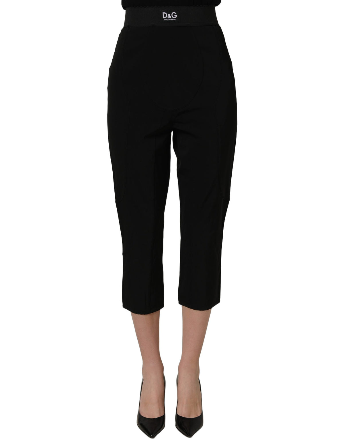 Pantalon Capri taille haute noir en viscose Dolce & Gabbana