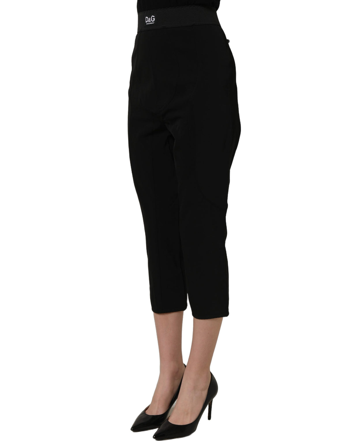 Pantalon Capri taille haute noir en viscose Dolce & Gabbana