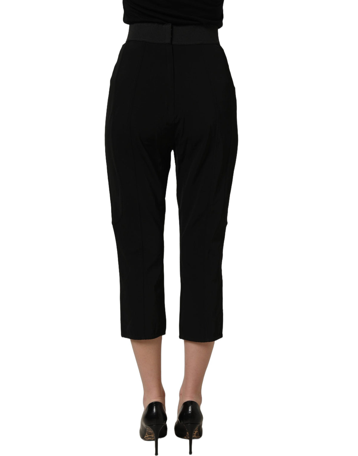 Pantalon Capri taille haute noir en viscose Dolce & Gabbana