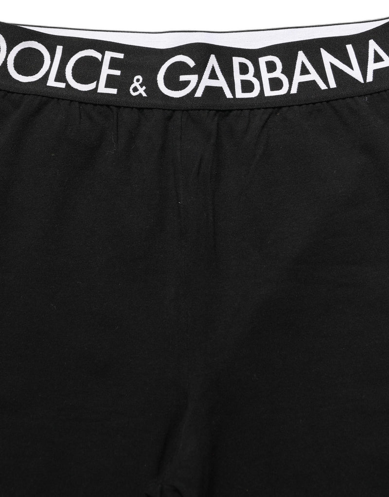 Dolce & Gabbana Black Cotton HighWaist Cropped Leggings Pants