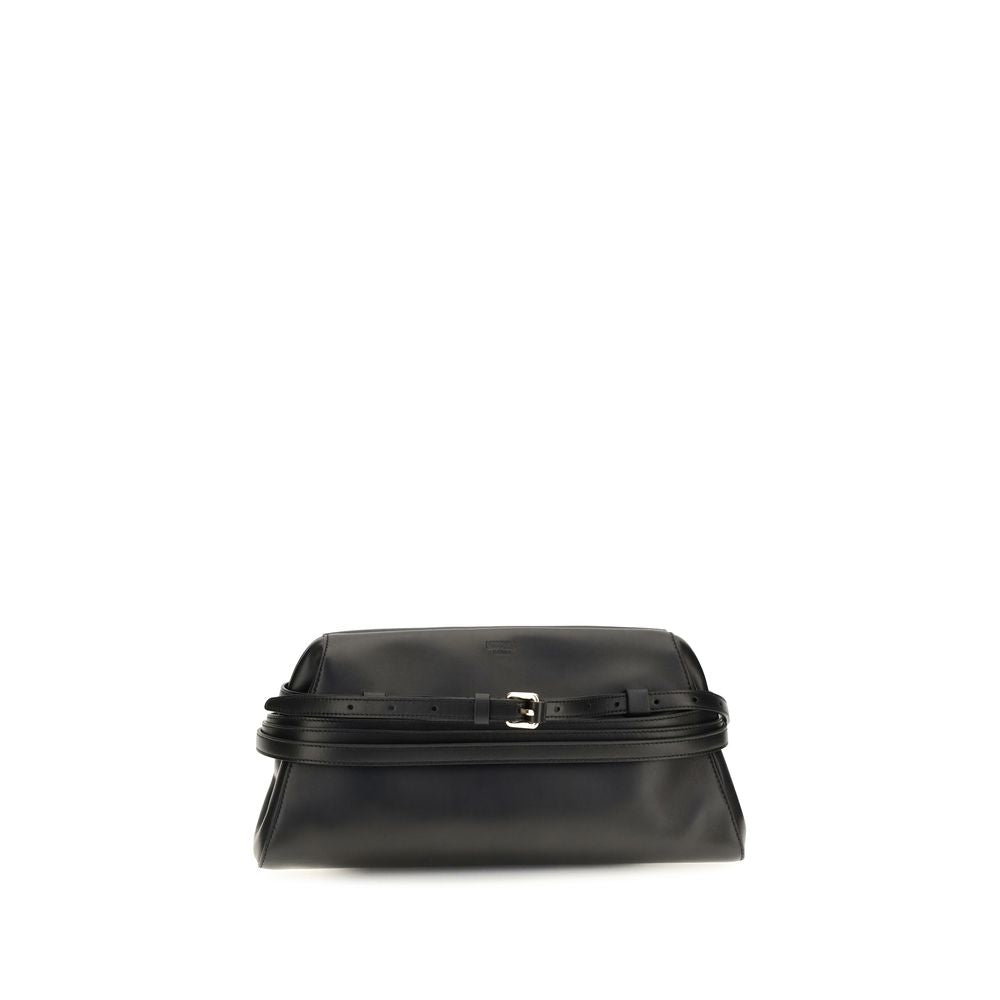 Sac à bandoulière Moschino en peau de chèvre noire
