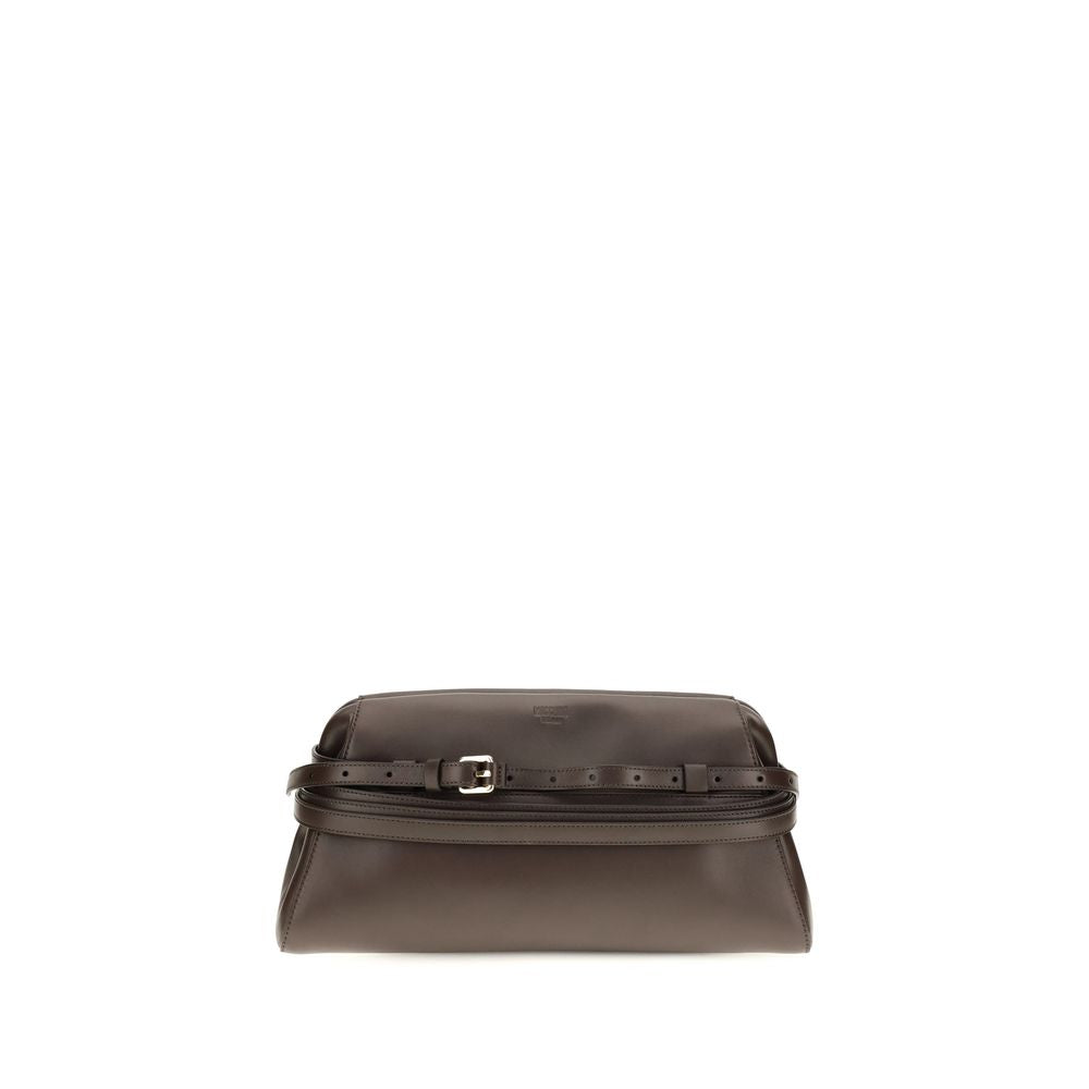 Sac bandoulière Moschino en cuir de chèvre marron