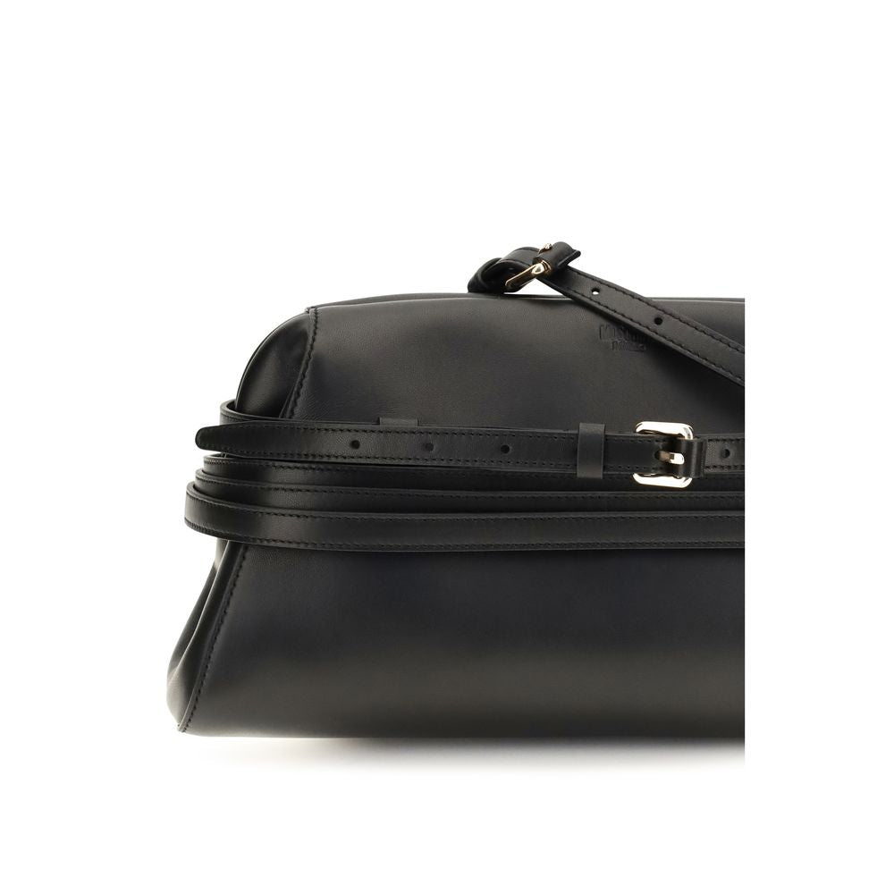 Sac à bandoulière Moschino en peau de chèvre noire