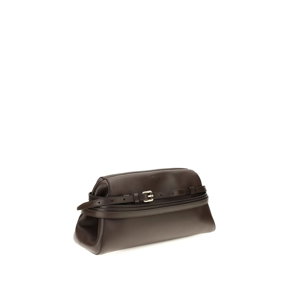 Sac bandoulière Moschino en cuir de chèvre marron