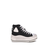 Baskets compensées R13 en coton noir