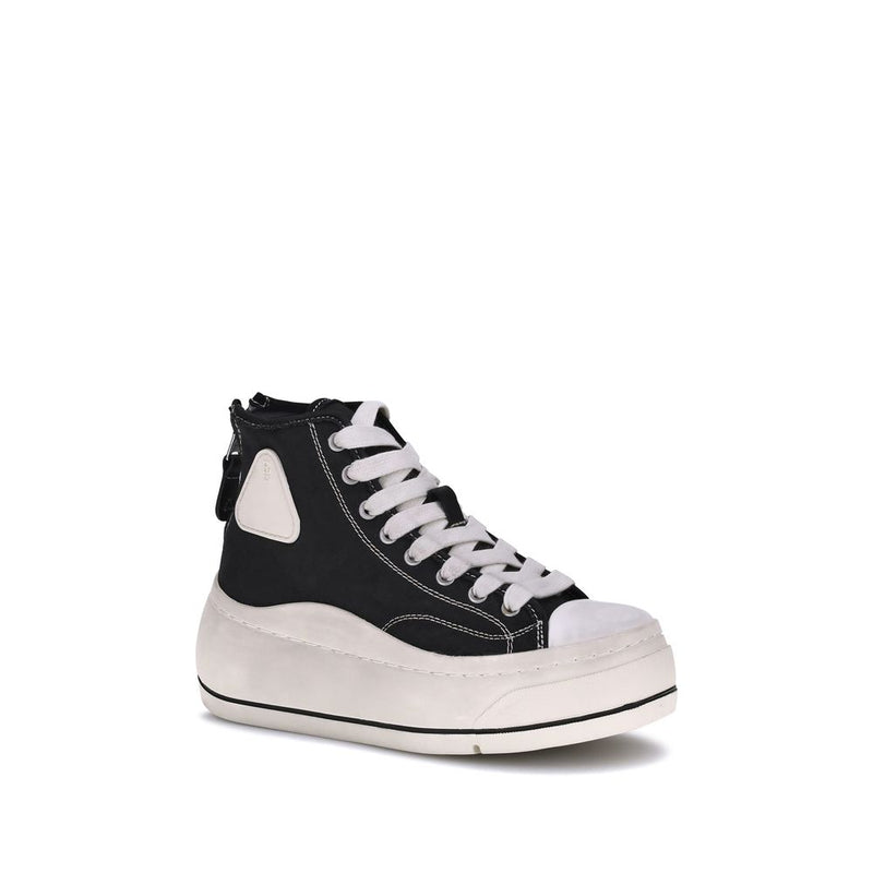 R13 Black Cotton Platform Sneakers