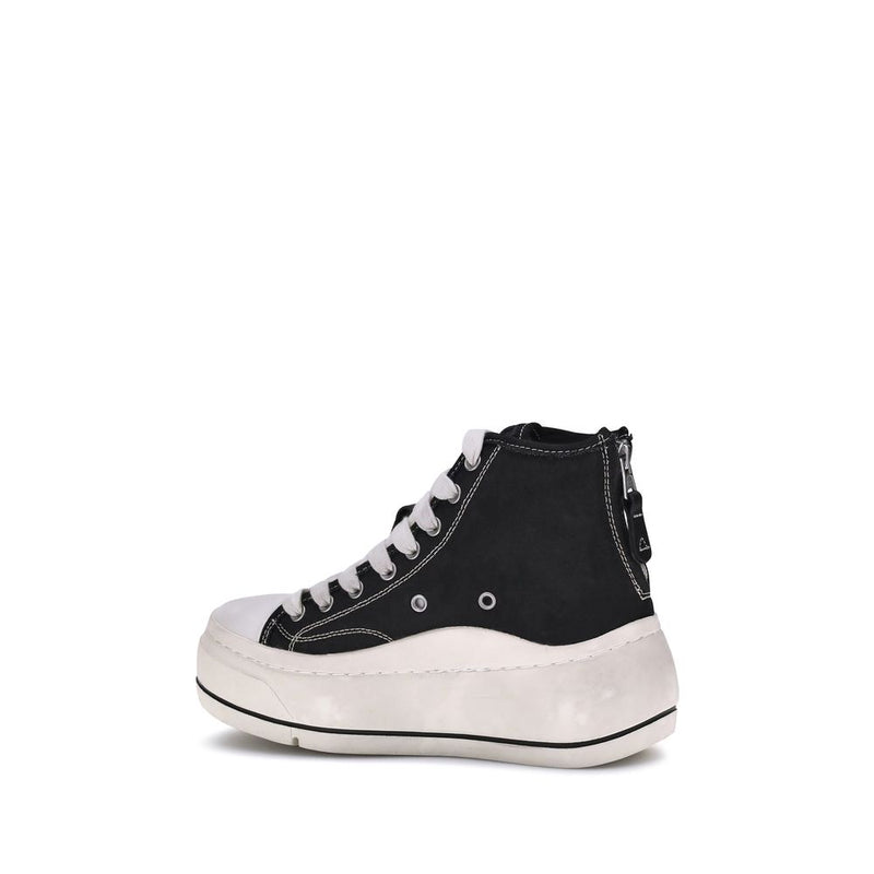 R13 Black Cotton Platform Sneakers