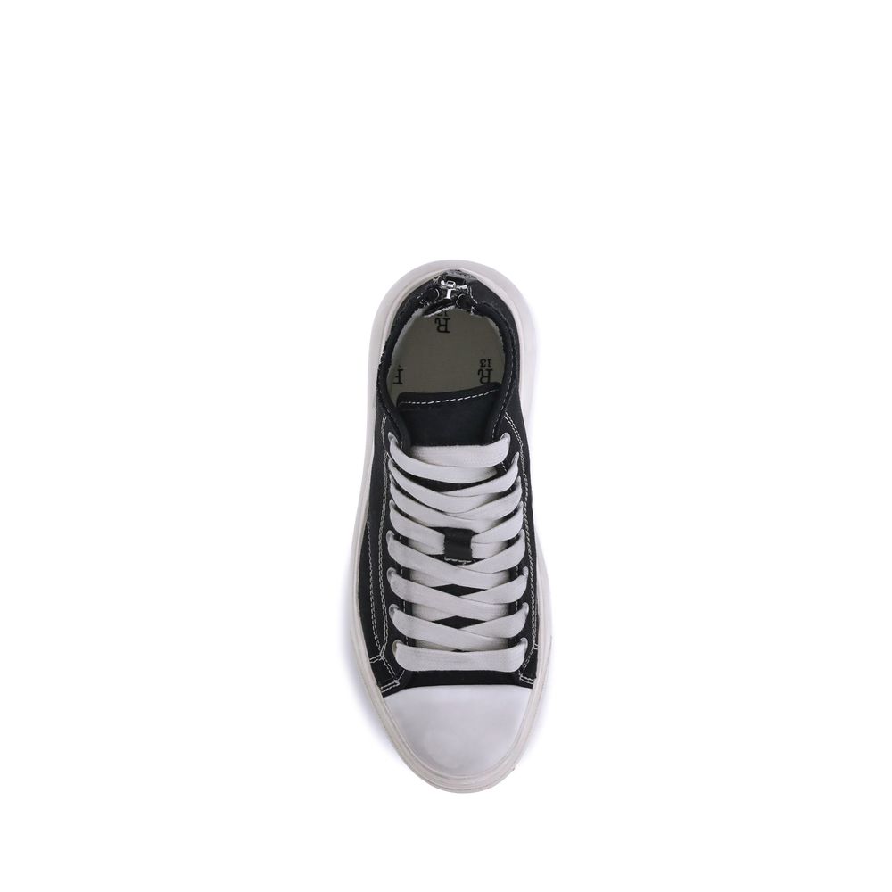 Baskets compensées R13 en coton noir