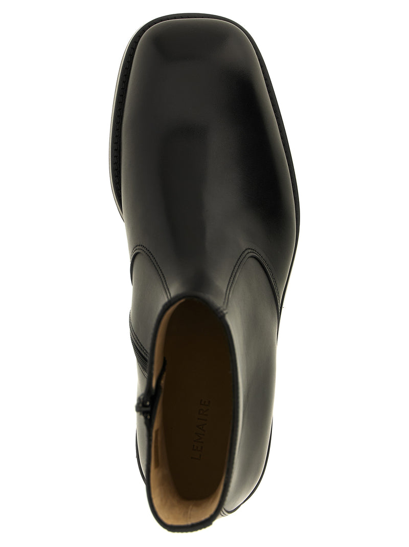 Lemaire Black Lamb Leather Ankle Boots