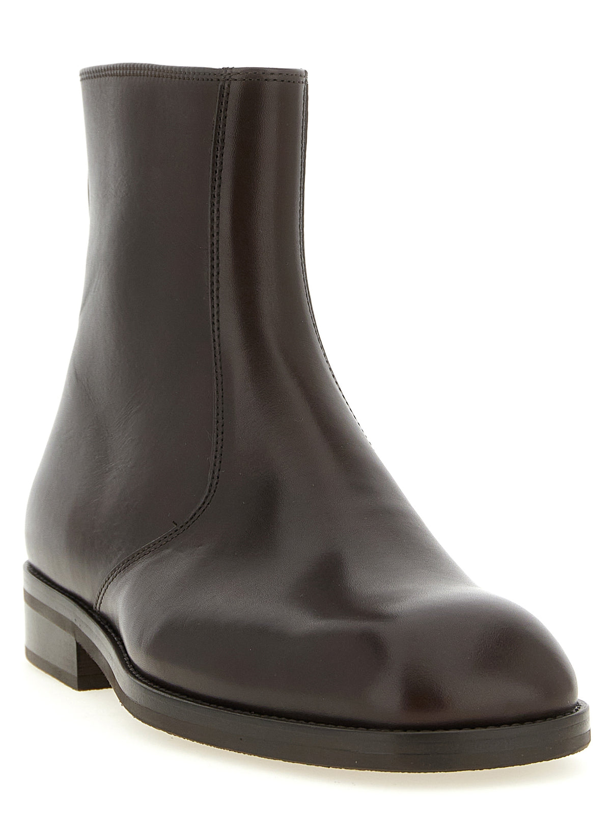 Bottines Lemaire en cuir d'agneau marron