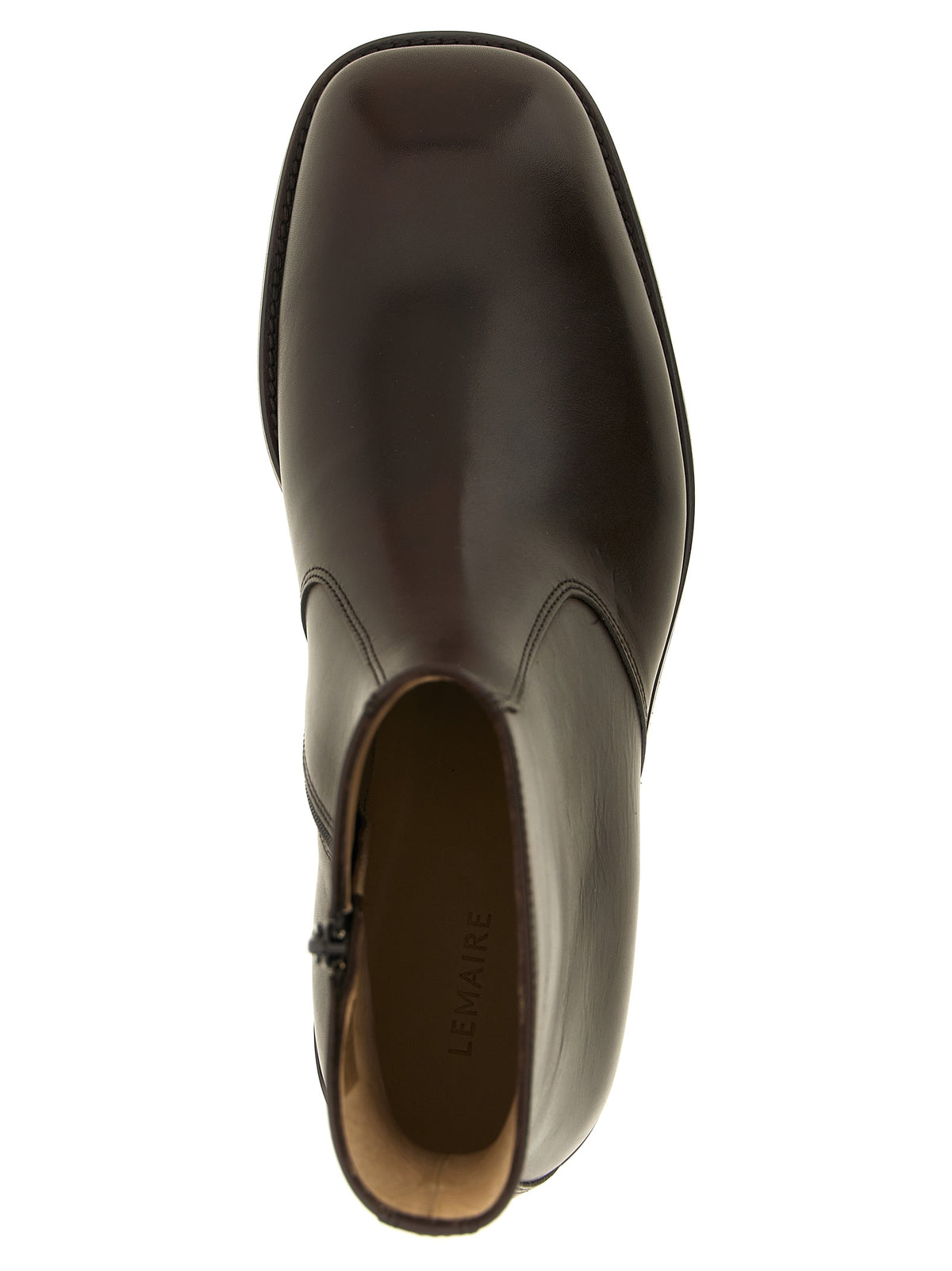 Bottines Lemaire en cuir d'agneau marron
