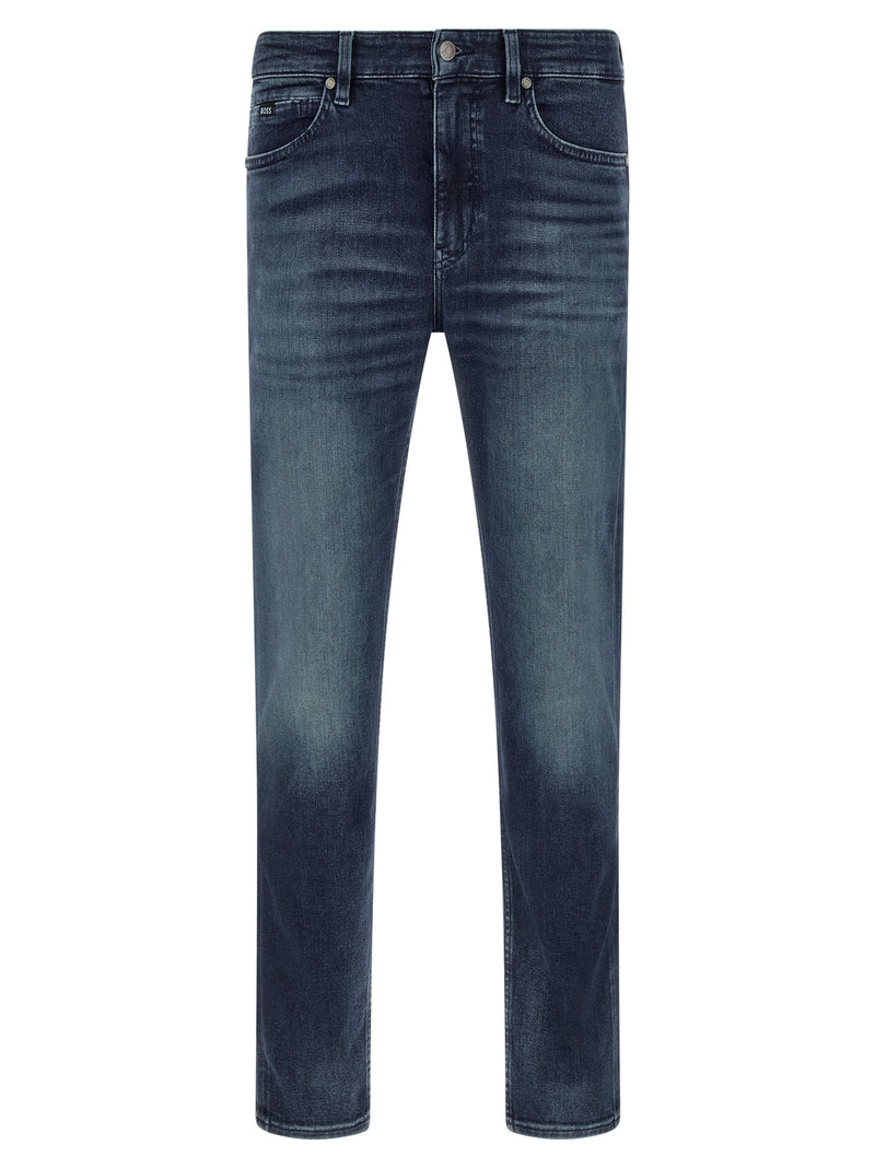Hugo Boss Blue Cotton Tapered Jeans