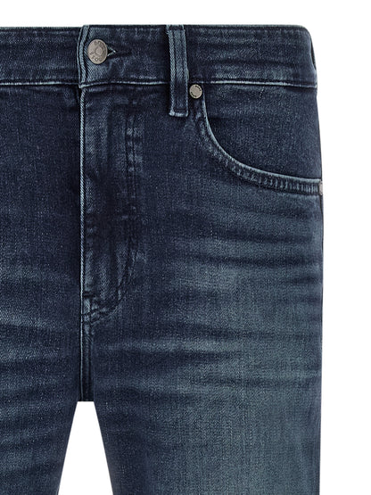 Hugo Boss Blue Cotton Tapered Jeans