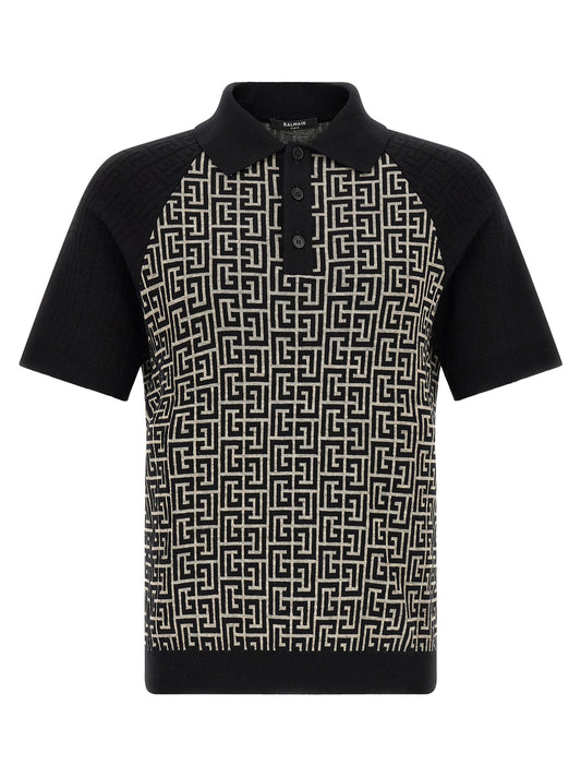 Balmain Bicolor Cotton Polo Shirt