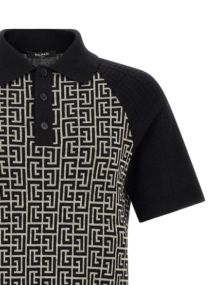 Balmain Bicolor Cotton Polo Shirt