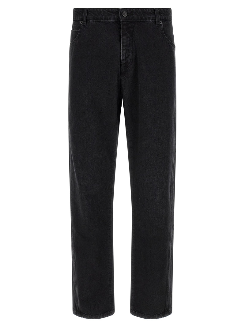 Balmain Black Cotton Straight-Leg Jeans