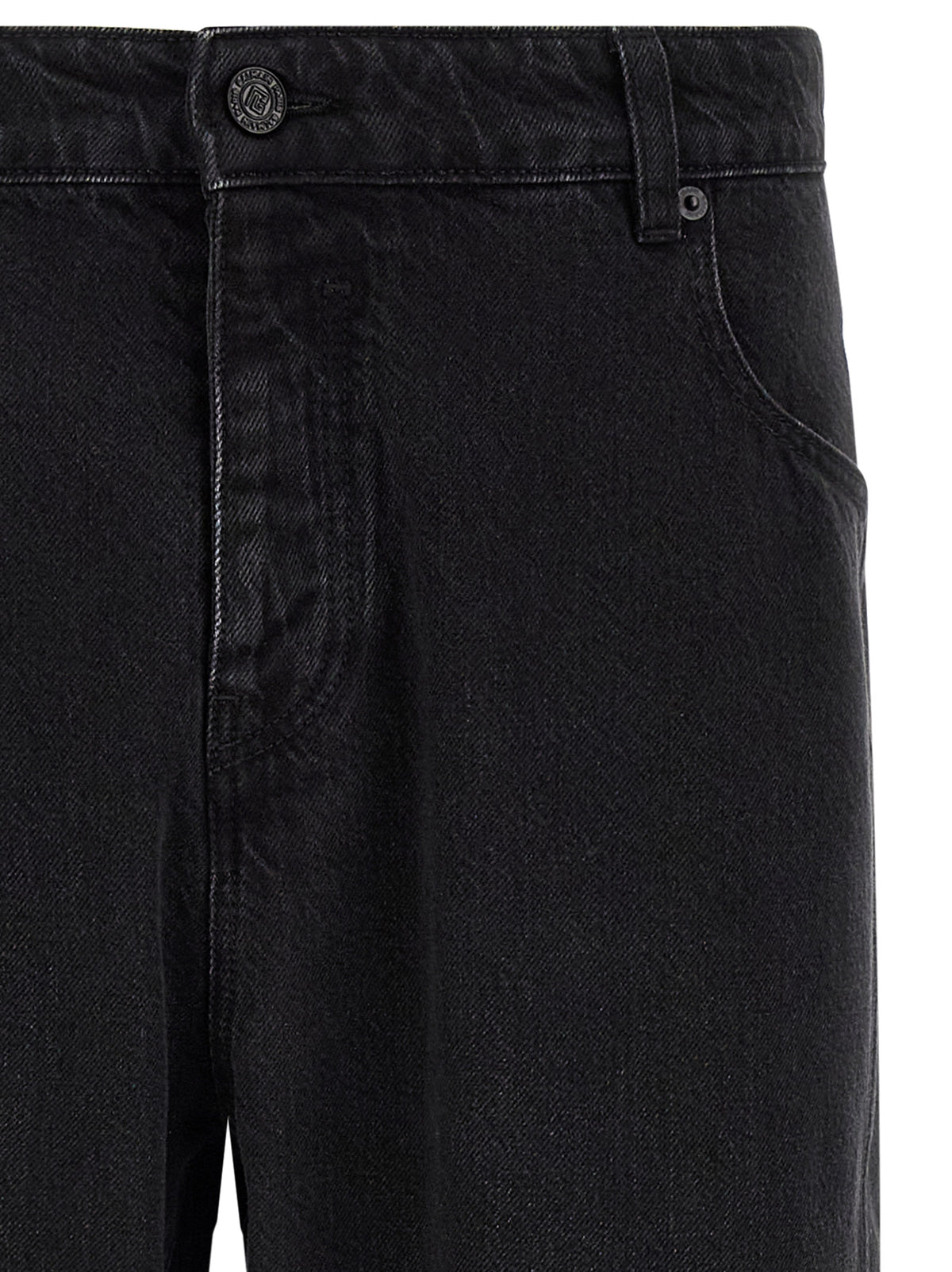 Balmain Jean Droit en Coton Noir